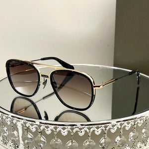 Double Bar metal frame oval sunglasses for men sunglasses  Gradient lens glasses Outdoor UV protection eyewear