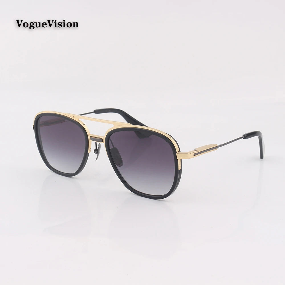 Double Bar metal frame oval sunglasses for men sunglasses  Gradient lens glasses Outdoor UV protection eyewear
