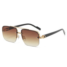 Carica l&#39;immagine nel visualizzatore di Gallery, Double Layered Glasses Frame Half Frame Gradient Sunglasses Men Driving with Sunscreen Metal Sunglasses