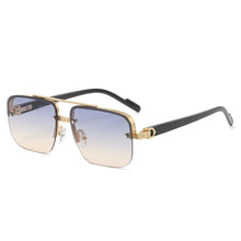 Carica l&#39;immagine nel visualizzatore di Gallery, Double Layered Glasses Frame Half Frame Gradient Sunglasses Men Driving with Sunscreen Metal Sunglasses
