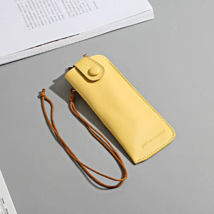 Durable Easy To Carry Leather Solid Color Protector Box Glasses Case Sunglasses Bag