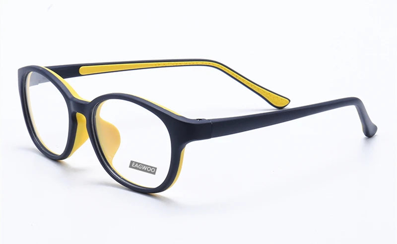 EAGWOO Silicon Soft Eyeglasses Children Round Optical Frame Plain Spectacle Boy Girl Temple Prescription Glasses Frame 888