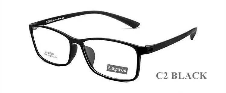 EAGWOO Ultem Eyeglasses Full Rim Optical Frame Prescription Spectacle Rectangular Wide Face Suitable Super Light Glasses 58mm