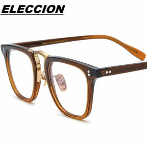 ELECCION Acetate Handmade Square Man Glasses Frames   Retro Eyeglasses Optical Prescription Spectacles Frame Men