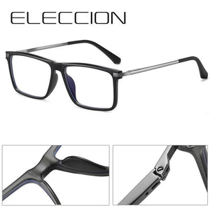 ELECCION Men Optical Glasses Frame Spring Temple Full Rim Rectangle Eyeglasses   Prescription Myopia Eyewear Women