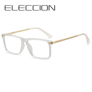 ELECCION Men Optical Glasses Frame Spring Temple Full Rim Rectangle Eyeglasses   Prescription Myopia Eyewear Women