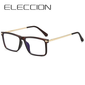 ELECCION Men Optical Glasses Frame Spring Temple Full Rim Rectangle Eyeglasses   Prescription Myopia Eyewear Women