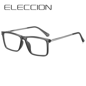 ELECCION Men Optical Glasses Frame Spring Temple Full Rim Rectangle Eyeglasses   Prescription Myopia Eyewear Women