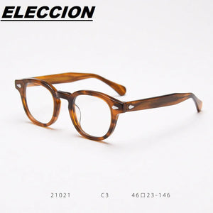 ELECCION Optical Eyeglasses Frame Men Johnny Depp LEMTOSH Vintage Glasses Computer Acetate Spectacle Frame Women Clear Lens