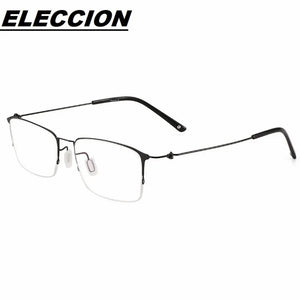 ELECCION Titanium Alloy Half Rim Glasses Frames for Men Ultralight Screwless Design Myopia Optical Spectacles Frame Women