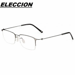 ELECCION Titanium Alloy Half Rim Glasses Frames for Men Ultralight Screwless Design Myopia Optical Spectacles Frame Women