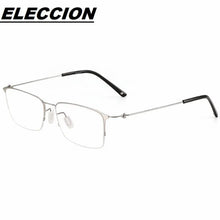 Load image into Gallery viewer, ELECCION Titanium Alloy Half Rim Glasses Frames for Men Ultralight Screwless Design Myopia Optical Spectacles Frame Women