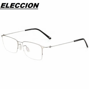 ELECCION Titanium Alloy Half Rim Glasses Frames for Men Ultralight Screwless Design Myopia Optical Spectacles Frame Women
