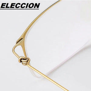 ELECCION Titanium Alloy Half Rim Glasses Frames for Men Ultralight Screwless Design Myopia Optical Spectacles Frame Women