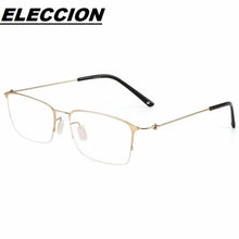 Load image into Gallery viewer, ELECCION Titanium Alloy Half Rim Glasses Frames for Men Ultralight Screwless Design Myopia Optical Spectacles Frame Women