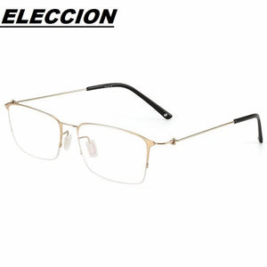 ELECCION Titanium Alloy Half Rim Glasses Frames for Men Ultralight Screwless Design Myopia Optical Spectacles Frame Women