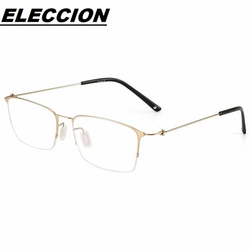ELECCION Titanium Alloy Half Rim Glasses Frames for Men Ultralight Screwless Design Myopia Optical Spectacles Frame Women
