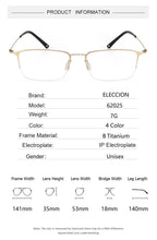 Load image into Gallery viewer, ELECCION Titanium Alloy Half Rim Glasses Frames for Men Ultralight Screwless Design Myopia Optical Spectacles Frame Women