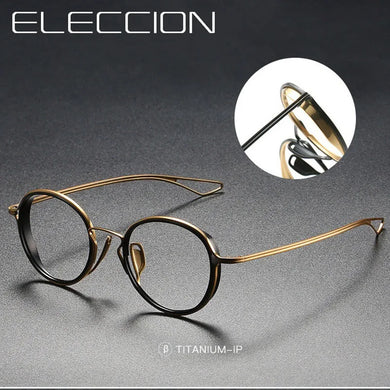 ELECCION Occhiali da vista in titanio Montatura da uomo Occhiali da vista rotondi vintage Occhiali da vista da donna con anello interno in titanio