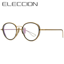 Load image into Gallery viewer, ELECCION Titanium Glasses Frame Men Vintage Round Prescription Eyeglasses Women Optical Eyewear with Titanium Ineer Ring