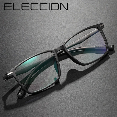 ELECCION Ultralight TR90 Glasses Frame Men  Square Frames Optical Myopia Eyeglasses Male Spectacles Eyewear Black