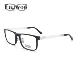 Eagwoo Men Full Rim Eyeglasses Frame Prescription Super Light Optial Frame Wide face Hollow Temple Glasses Spectacle 001E