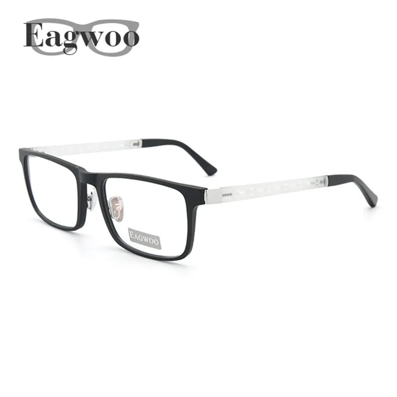 Eagwoo Men Full Rim Eyeglasses Frame Prescription Super Light Optial Frame Wide face Hollow Temple Glasses Spectacle 001E