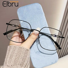 Carica l&#39;immagine nel visualizzatore di Gallery, Elbru 0-1-1.5-2-3-4-5 Myopia Glasses Women Men Anti Blue Light Metal Nearsighted Eyeglasses Ultralight Big Frame Myopic Eyewear