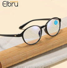 Load image into Gallery viewer, Elbru Anti Blue Light Reading Glasses Unisex TR90 Ultralight Round Presbyopia Glasses Women Men Reading Hyperopia Eyewear 0+1+4