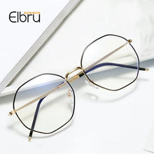 Load image into Gallery viewer, Elbru Anti-blue Light Metal Eyeglasses Frame Women Men Clear Lens Glasses Fake Glasses Irregular Optical Glasses Frame
