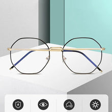 Load image into Gallery viewer, Elbru Anti-blue Light Metal Eyeglasses Frame Women Men Clear Lens Glasses Fake Glasses Irregular Optical Glasses Frame
