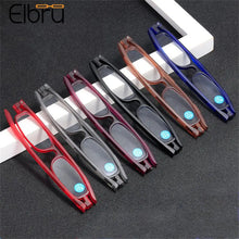Load image into Gallery viewer, Elbru Ultralight Anti-blue Light Reading Glasses Women Men Mini Rotate Folding Computer Presbyopic Reading Eyeglasses Degree+1+4