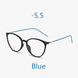 Elbru Ultralight Cat Eye Myopia Glasses Women&Men TR90 Transparent Frame Finished Nearsighted Goggles Diopter -0.5~6.0