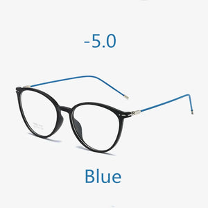 Elbru Ultralight Cat Eye Myopia Glasses Women&Men TR90 Transparent Frame Finished Nearsighted Goggles Diopter -0.5~6.0