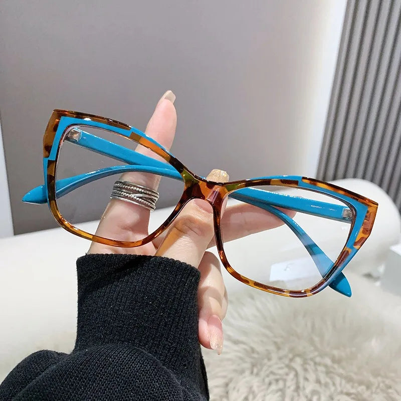Elegant Women Transparent White Glasses Frame Sexy Cat Eye Clear Glasses Anti Blue Light Optical Eyeglasses Decorative Glasses