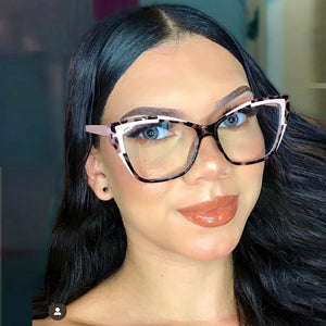 Elegant Women Transparent White Glasses Frame Sexy Cat Eye Clear Glasses Anti Blue Light Optical Eyeglasses Decorative Glasses