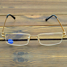 Load image into Gallery viewer, Executive Office Style Golden 12-layer Coating Reading Glasses for Men with PU Case +0.75 +1 +1.25 +1.5 +1.75 +2 +2.5 to +4