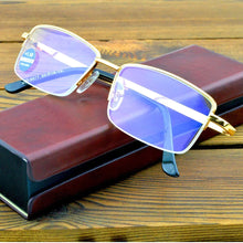 Load image into Gallery viewer, Executive Office Style Golden 12-layer Coating Reading Glasses for Men with PU Case +0.75 +1 +1.25 +1.5 +1.75 +2 +2.5 to +4