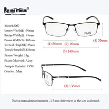 Load image into Gallery viewer, Eyeglasses Frame Men Rui Hao Eyewear Brand Rectangle Full Glasses Frame Stainless Steel Optical Spectacles TR90 Temple 3009