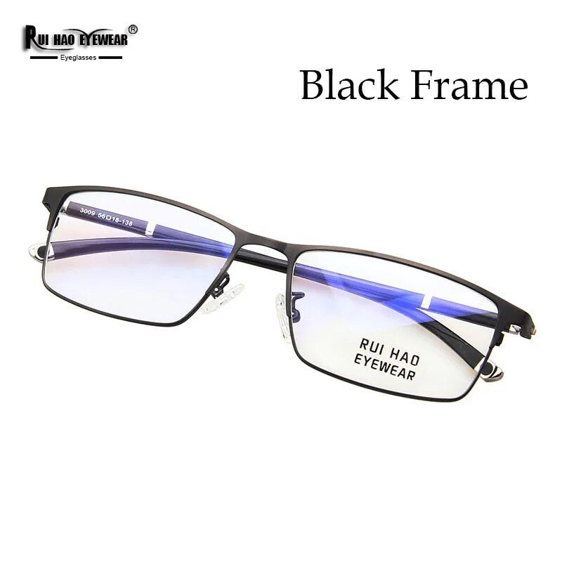 Eyeglasses Frame Men Rui Hao Eyewear Brand Rectangle Full Glasses Frame Stainless Steel Optical Spectacles TR90 Temple 3009