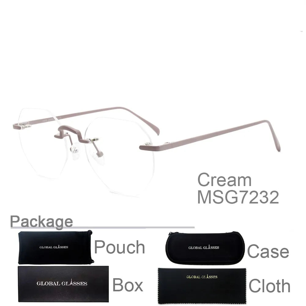 Eyeglasses Frameless Non-prescription Novel Metal lrregular Polygon Fake Glasses Men Women Unisex Eyewear MSG7232