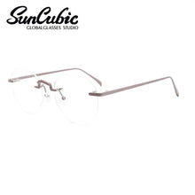 Carica l&#39;immagine nel visualizzatore di Gallery, Eyeglasses Frameless Non-prescription Novel Metal lrregular Polygon Fake Glasses Men Women Unisex Eyewear MSG7232