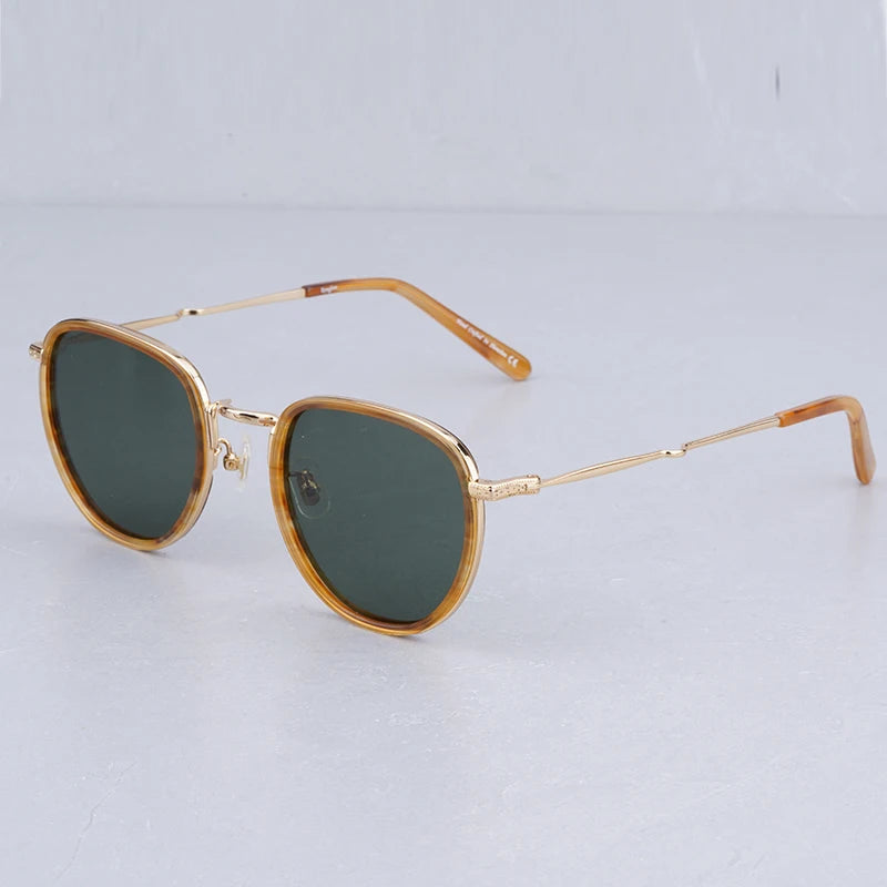 Eyeglow Pure Titanium Designer Round Sunglasses Black Men  Classical Eyeglasses Women Handmade Vintage Eyewear with Case