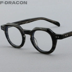 F·DRACON  2024 Plate Glasses Frame Retro Round Men's Glasses Frame High Quality Optical Prescription Women's Glasses Frame 5801