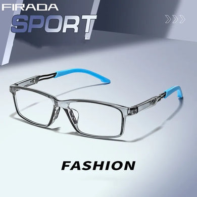 FIRADA  Fashion Eyewear Retro Square TR Basketball Sports Eyeglasses Myopia Optical Prescription Glasses Frame For Men 6201G