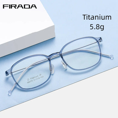 FIRADA   Transparent Eyewear Men's Retro   Titanium Eyeglasses Optical Prescription Glasses Frame For Women 5827N