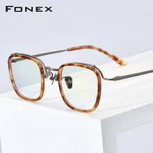 Carica l&#39;immagine nel visualizzatore di Gallery, Acetate Titanium Eyeglasses Frame Men Vintage Square Prescription Glasses Women Spectacles Eyewear F85730