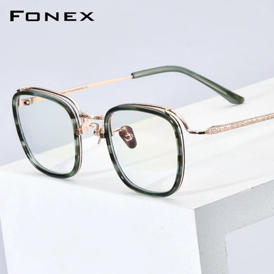 Acetate Titanium Eyeglasses Frame Men Vintage Square Prescription Glasses Women Spectacles Eyewear F85730