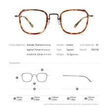 Carica l&#39;immagine nel visualizzatore di Gallery, Acetate Titanium Eyeglasses Frame Men Vintage Square Prescription Glasses Women Spectacles Eyewear F85730