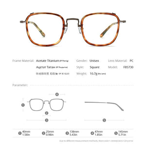 Acetate Titanium Eyeglasses Frame Men Vintage Square Prescription Glasses Women Spectacles Eyewear F85730